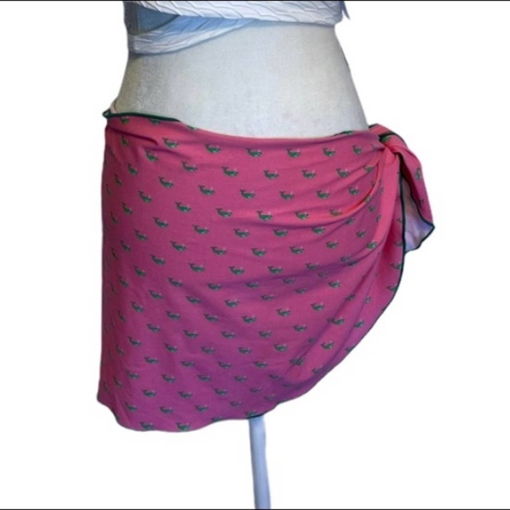 Shoshanna Pink Swim Sarong with Green Trim